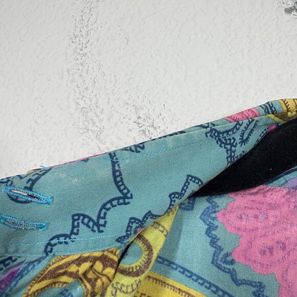 Etro Milano Womens 40/4 US Button Up Shirt Blouse Green Paisley Long Sleeves - Picture 8 of 9